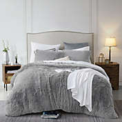 Sweet Home Collection   Faux Fur Duvet Cover Set Soft and Fluffy Crystal Velvet Bedding, Queen, Silver