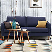 Slickblue Upholstered Modern Fabric Love Seat Sofa-Blue