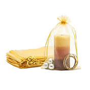 Sparkle and Bash Gold Organza Bags with Drawstring for Gifts, Party Favors (8x12 In, 100 Pack)