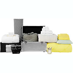 Ultimate College Dorm Supplies Pack - Twin XL Bedding Kit in a Storage Trunk - Pin Tuck Limelight Yellow Color Set