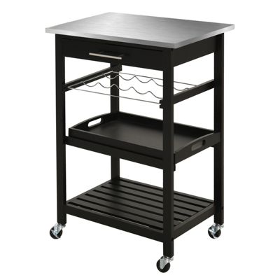 Stainless Steel Portable Kitchen Island, Crosley Stainless Steel Top Rolling Kitchen Cart Island With Removable Shelf