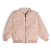 Deux par Deux Plush Long Sleeve Bomber Jacket Silver Pink - 6/7 Years