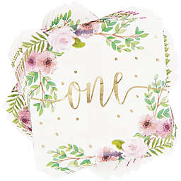 Sparkle and Bash Floral Decorations for 1st Birthday Party Supplies, Napkins (4.9 x 4.9 Inches, 50 Pack)