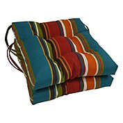 Blazing Needles 16-inch Outdoor Spun Polyester Square Tufted Chair Cushions (Set of 2) - Westport Teal