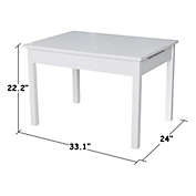 International Concepts Table With Lift Up Top For Storage, White