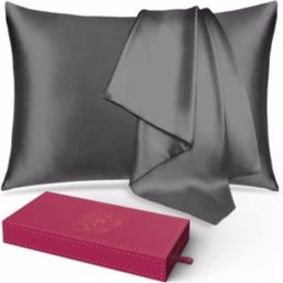 Lacette Silk Pillowcase 2 Pack for Hair and Skin in Dark Grey Standard Size