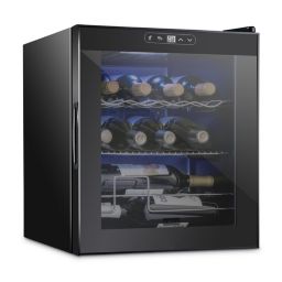 Schmecke 12 Bottle Freestanding 2 Shelf Wine Cooler Refrigerator with Locking Door and Digital Temperature Control