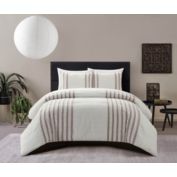 Chic Home Salma Cotton Duvet Cover Set Clip Jacquard Striped Pattern Design Bedding - Decorative Pillow Shams Included - 3 Piece - Queen 92x96", Blush