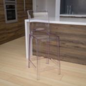 Flash Furniture Emilie Ghost Counter Stool with Square Back in Transparent Crystal