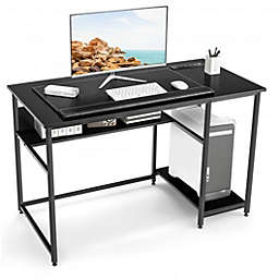Costway 48 Inch Computer Desk with Power Outlet USB Ports-Black