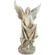 Northlight 23.25" Ivory Standing Religious Angel Outdoor Garden Bird Bath or Feeder Statue