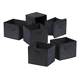 Winsome Wood Capri Set of 6 Foldable Black Fabric Baskets