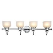 CHLOE Lighting 4 Frosted Glass Vanity Wall Fixture with Metal Support, White and Chrome