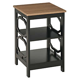 HOMCOM Modern Side Table with 2 Storage Shelves, Accent Furniture for Living Room, Black