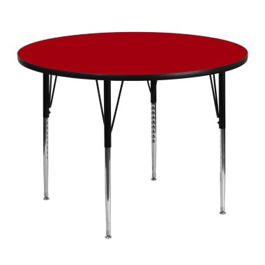 Flash Furniture Wren 48'' Round Red Thermal Laminate Activity Table - Standard Height Adjustable Legs. View a larger version of this product image.
