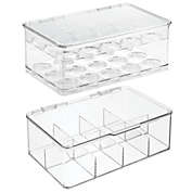 mDesign Plastic Stackable Kitchen Box for Coffee Pods, Tea Bags, Set of 2, Clear