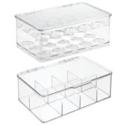 mDesign Plastic Stackable Tea Bag and Coffee Pod Organizer, Set of 2, Clear
