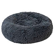 Kitcheniva Donut Pet Dog Cat Bed Plush Soft, 31in, Dark Grey
