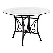 Flash Furniture Princeton 45&#39;&#39; Round Glass Dining Table with Black Metal Frame