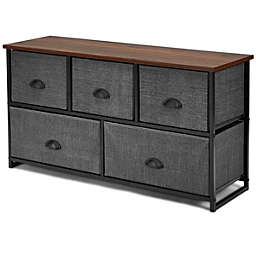 Gymax 5 Drawers Dresser Storage Unit Side Table Display Organizer Dorm Room Wood Black