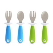 Munchkin Raise Toddler Fork and Spoon, 4 pack, Blue/Green