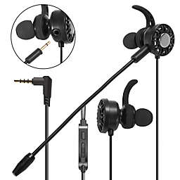 Insten 3.5mm Gaming Earbuds with Mic Audio, In-Ear Headset Stereo Headphone with Detachable Dual Microphone Compatible with PS4, Nintendo Switch Lite, PC Mobile Game & Cell Phone Laptop Tablet - Black
