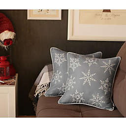 HomeRoots 2-Pack Christmas Snowflakes Throw Pillow Cover in Grey - 18