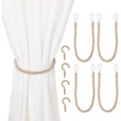 Okuna Outpost Tan Rope Curtain Tiebacks with Hooks, Holdbacks for Drapes (26 in, 2 Pairs)
