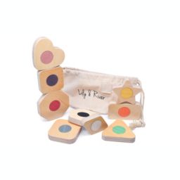 Lily and River® Little Stackables - Montessori Stacking Game - Premium Birch Wood - Italian Veneer - Interactive Learning Game and Canvas Bag - Learn Shapes and Colors