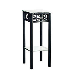 Monarch Specialties I 3078 Accent Table - Black Metal With Tempered Glass