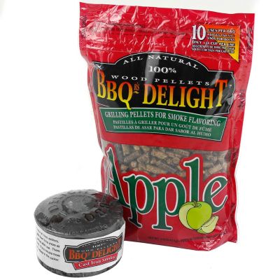 BBQr's Delight Cast Iron Smoker Pot Wood Pellet Smoke BBQ with 1lb Apple Blend