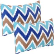 Sunnydaze 2 Indoor/Outdoor Lumbar Throw Pillow Covers - 20-Inch - Chevron Bliss