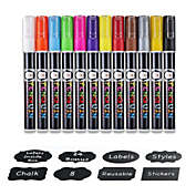 Homarden Liquid Chalk Markers - 12 Fine Tip Chalk Pens (3Mm) + 24X Chalkboard Stickers - Dry Erase