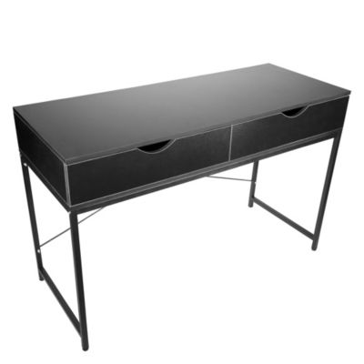 Interior Elements Home Office Computer Desk with Drawers, Black, 47.5 inches