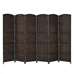 Costway 6.5Ft 6-Panel Weave Folding Fiber Room Divider Screen-Brown