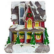 Northlight 5" Red LED Lighted Snowy House Christmas Village Decoration