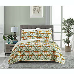 Chic Home Wild Safari Quilt Set Big Cat Jungle Themed Pattern Print Bedding - Pillow Shams Included - 3 Piece - Queen 90x90
