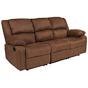 Flash Furniture Harmony Series Chocolate Brown Microfiber Sofa with Two Built-In Recliners