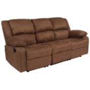 Flash Furniture Harmony Series Chocolate Brown Microfiber Sofa with Two Built-In Recliners