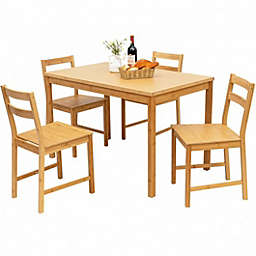 Costway 5 Pieces Dining Table Set with 4 Chairs-Natural