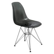 LeisureMod Cresco Molded Eiffel Side Chair, Set of 4 - Transparent Black