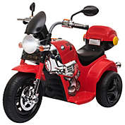 Aosom 6V Kids Motorcycle Dirt Bike Electric Battery-Powered Ride-On Toy Off-road Street Bike with Music & Horn Buttons, Stable 3-Wheel Design, & Rear Storage Space, Red