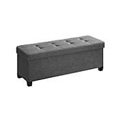 SONGMICS 43.3 Inches Storage Ottoman Bench, Bedroom Bench with Storage, Foot Stool with Feet, Holds Up to 660 lb, Dark Gray