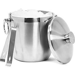Juvale Stainless Steel Ice Bucket with Lid and Tongs (9 x 7 x 9.5 Inches)