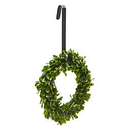 Farmlyn Creek Boxwood Wreath for Front Door, 2-Piece Hanging Set for Farmhouse Decor (14.5 In)