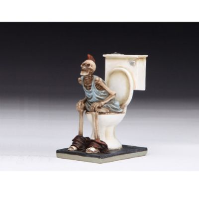 Skeleton on Toilet Figurine 3.5 Inches