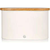 Swan - Nordic Collection Bread Bin with Bamboo Lid, 15cm x 15cm x 35cm, Matte White