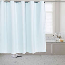 Carnation Home Fashions Pre Hooked T Waffle Weave Fabric Shower Curtain - Spa Blue 70x75