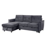 Contemporary Home Living 83" Gray Solid Reversible Sleeper Sectional Sofa with Storage Chaise