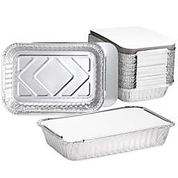 Stockroom Plus 32oz Takeout Foil Pans with Lids, Aluminum Trays (8.26 x 5.7 x 1.77 In, 50 Pack)